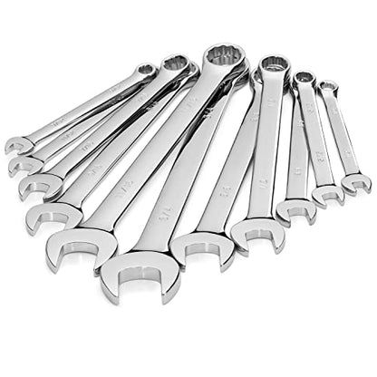 11-Piece SAE Combination Wrench Set in Roll-up Pouch, Non-Skip Inch Sizes 1/4 to 3/4” | Chrome Vanadium Steel with Mirror Finish | Ideal for General Household, Garage Workshop, Auto Repairs and More - size: 11-Piece SAE Set