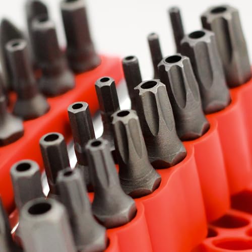 34pcs Security Bit Set 1/4 Inch Hex Shank Screwdriver Bit Set,Tamper Proof Bits-Torx+Hex+Tri Wing+Star+Spanner for Torx Security Screwdriver Set,High Hardness Impact Driver Bit Set (Red+LightRatchet) - color: Red+lightratchet