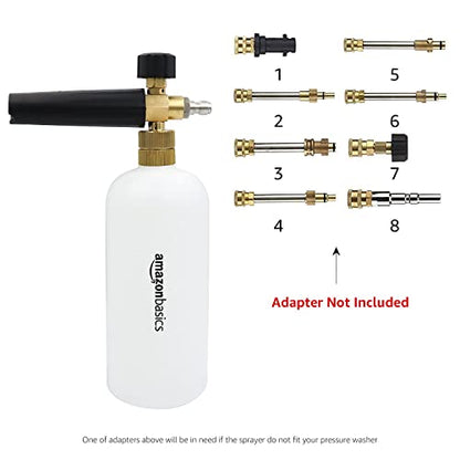 Amazon Basics Foam Cannon with 1/4-Inch Quick Connector for Pressure Washer, Snow Foam Lance for Car Washing, Adjustable Nozzle, 33-Ounce (1 Liter)