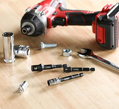 ARES 22022-3" Impact Grade Socket Adapter Set - Turns Impact Drill Driver into High Speed Socket Driver - 1/4", 3/8", and 1/2" Drive - size: 3-Inch Socket Adapter