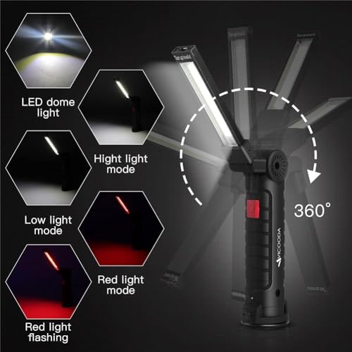 LED Rechargeable Work Light with Magnetic Base Hanging Hook, 360° Rotate 5 Modes, Mechanic Flashlight for Car Repair, Grill, Outdoor, Emergency, Tight Spaces - Tool Gifts for Men (4 Pack) - size: 4 Pack
