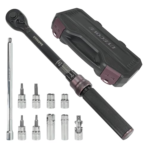 11Pcs 3/8 Inch Drive Spark Plug Socket Set with 72 Tooth Click Torque Wrench 5-45FT.LB/6.8-61N.M - Heavy Duty Magnetic Swivel Spark Plug Socket for Easy Access & Removal of Spark Plugs - size: 11Pcs 3/8" Torque Wrench(5-45FT.LB/6.8-61N.M)