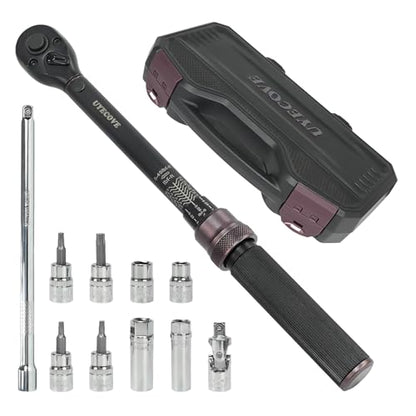 11Pcs 3/8 Inch Drive Spark Plug Socket Set with 72 Tooth Click Torque Wrench 5-45FT.LB/6.8-61N.M - Heavy Duty Magnetic Swivel Spark Plug Socket for Easy Access & Removal of Spark Plugs - size: 11Pcs 3/8" Torque Wrench(5-45FT.LB/6.8-61N.M)