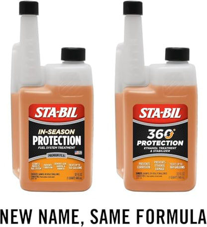 STA-BIL In-Season Protection Fuel System Treatment & Injector Cleaner, 32oz | Treats 160 gallons. Cleans fuel systems and injectors while helping protect against corrosion and ethanol damage. - size: 32 Fl Oz (Pack of 1)