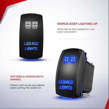 Nilight 16AWG LED POD Lights Wiring Harness Kit 12V On Off 5Pin Rocker Switch Laser Waterproof Toggle Power Relay Blade Fuse for Cars Jeep Boat ATV Trucks - 4 Leads Bule - style: LED Pod Lights Wiring-4 Leads