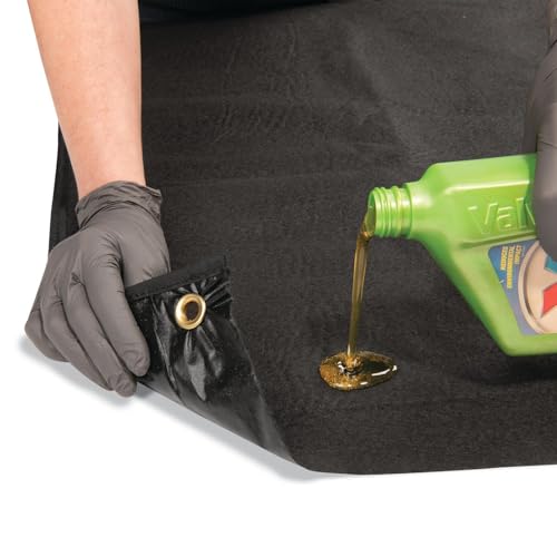 PIG Absorbent Oil Containment Mat for Under Car | Oil Spill Garage Floor Mat with Grommets| Protects Garage Floors and Driveways | 5’ W x 10’ L | Absorbs up to 6 gallons | PM50841 - size: 5’ W x 10’ L
