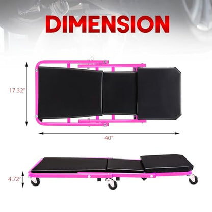 Foldable Z Creeper 2 in 1 Rolling Seat for Garage Shop Auto Repair Purple | 40 inch Low Profile Creeper with Wheels - style: 40inch-Purple
