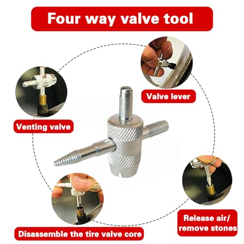 Quick Change Tire Valve Stem Core Removal Tool Kit, Fast Replacement Repair Tool for Leaky Valve, Fits Car Motorcycle ATV Truck