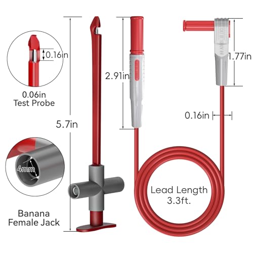 Goupchn 2PCS Multimeter Test Leads 4mm Banana Plug Male to Male | Puncture Probes, Wire-Piercing Test Clip Tool, For Multimeter Testing Automotive Car Repairing - style: P1033A