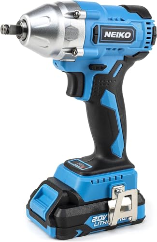 NEIKO 10880A 3/8-Inch-Drive Brushless Cordless Impact Wrench, 20-Volt Compact Impact Wrench with Lithium-Ion Charging Battery, Includes Fast Charger, 3/8 Impact Gun, 3/8 Impact Wrench, Impact Driver - style: 3/8" Brushless Impact Wrench