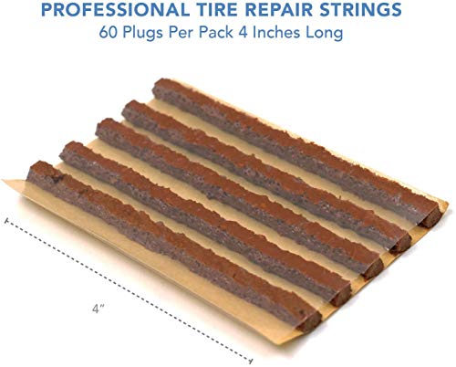 CKAuto 60pcs 4" Brown Tire Repair Strings, Automotive Tool Tire Repair Plugs for Tubeless Off-Road Tires Car, Bike, ATV, UTV, Wheelbarrow, Mower (Pack of 2) - color: Brown, size: 4" x φ0.236" 60pcs (Pack of 2)