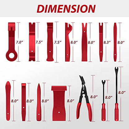 Nilight Trim Removal Tool 88Pcs, Auto Push Pin Bumper Retainer Clip Set Fastener Terminal Remover Tool Adhesive Cable Clips Kit Car Panel Radio Removal Auto Clip Pliers - color: 88 Clips+ Remover Tools Red