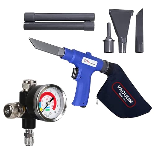 LE LEMATEC Pneumatic Tool Kit, Dual Action Vacuum and Air Blower Regulator Bundle (AS119+AR-08)