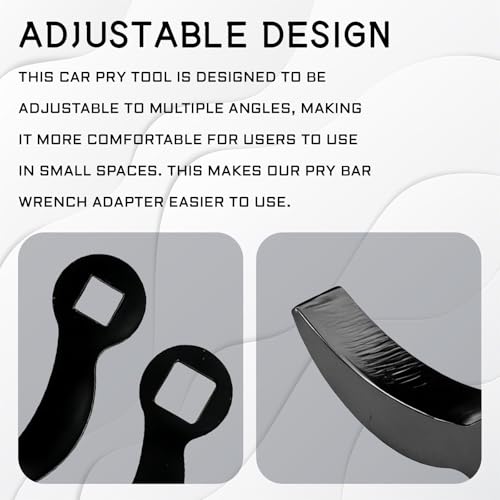 2PCS Adjustable Pry Bar Wrench Adapter Head, 1/2" & 3/8" Square Head | Upgraded Crowbar Adapter Head for Tight Space/Car Repair, Adjustable 1/2" & 3/8" Half Shaft CV Axle Removal Tool, Black