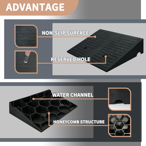 Curb Ramps for Driveway Threshold Wheelchair Doorway Sidewalks Shed Heavy Duty, 2 Pack 3.9 inch Rise, Ramps for Wheelchairs for Home Steps, Motorcycles, Lawn Mowers, 7000lbs Powersport Load ing - size: 3.9‘’Height