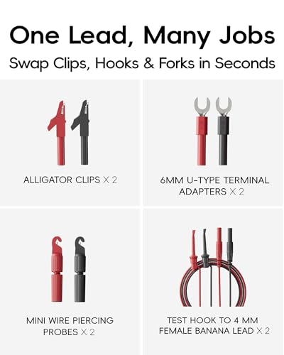 25-Piece Silicone Multimeter Test Lead & Back Probe Kit - Premium Modular Volt Meter Probes with Alligator Clips, 40 in Leads for Automotive Multi Meter Digital & Ohm Meter