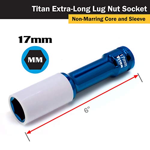 Titan 21117 1/2-Inch Drive x 17mm Non-marring Impact Extra-Long Lug Nut Socket - size: XL 17mm