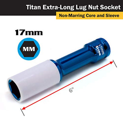 Titan 21117 1/2-Inch Drive x 17mm Non-marring Impact Extra-Long Lug Nut Socket - size: XL 17mm