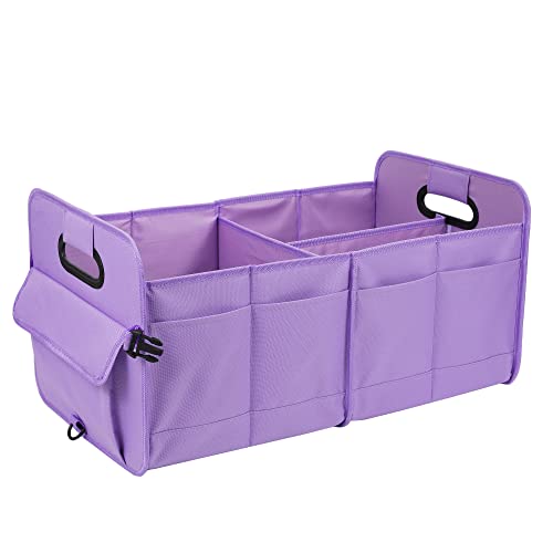 AOKJOY Car Trunk Organizer, Purple, Unisex, Foldable, Non-slip, Adjustable Straps, Multiple Compartments, 600D Oxford Cloth Material - color: purple