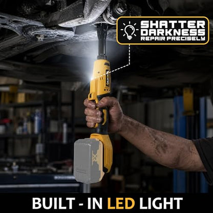 3/8" Electric Ratchet Wrench for DEWALT 20V Battery, 88Ft-Lbs | 6-inch Extended, 300RPM, Variable Speed, 8 Sockets,1/2" & 1/4" Adapters, 3" Extension Bar (Tool Only), for Engine Repair