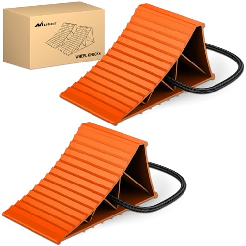 Nilight Wheel Chocks, Heavy Duty Wheel Stopper for Car, Truck, RV, Trailer, Caravan, Motorcycle, 8.7" x 4.8" x 4.2", 2-Pack(Orange) - color: Orange