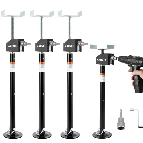 Garvee RV Slide Out Support Jacks (Set of 4) - 20,000lb Heavy Duty Rv Stabilizer Jacks Support, 21"-49" Quick-Lift Adjustable - Power Drill & Hand Crank Compatible for Campers, Travel Trailers & RVs - size: 4 Pack
