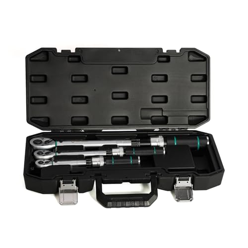 3-Piece Click Torque Wrench Set – 1/4", 3/8", 1/2" Drive, ±3% Accuracy, 72-Tooth Ratchet, Dual-Direction, Chrome Vanadium Steel, Includes Storage Cases - size: 1.67-16.67 ft-lb, 5-45 ft-lb, 10-150 ft-lb, style: 1/4 3/8 1/2-inch