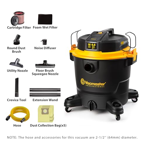 Vacmaster Professional Beast Series 16-Gallon 6.5 Peak HP Wet/Dry Vacuum- VJH1612PF 0203 - size: 16 Gallon