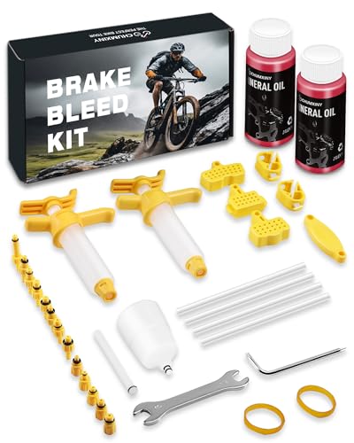 CHUMXINY Brake Bleed Kit for Shimano, TEKTRO, TRP Hydraulic Disc Brakes. Mountain Bike Brake Bleed Kit Includes Transparent Funnel, 120ML Mineral Oil Brake Fluid.