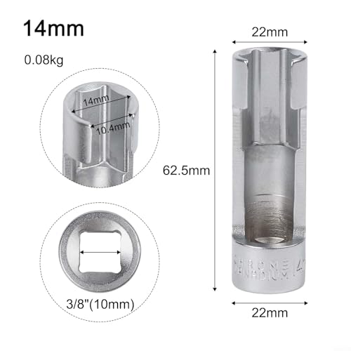 Diesel Injector Line Socket Set, Line Removal Tool 3/8 Drive, Chrome Vanadium Steel Open End Wrench for Auto Oxygen Sensor, 10-19mm(14mm) - color: 14mm