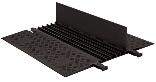 Checkers 5 Channel Low Profile Drive Over Cable Protector with Built in ADA Compliant Ramp, Heavy Duty Loads up to 68,000 Pounds, Polyurethane Construction, Black/Black, GD5X75-B/B - color: Black