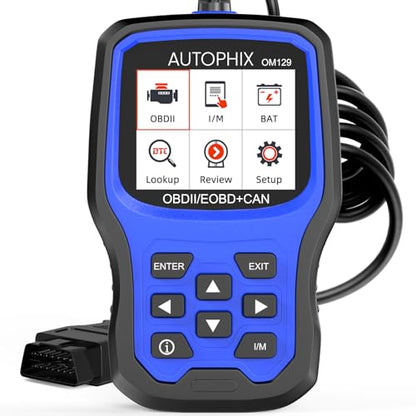 AUTOPHIX OM129P OBD2 Scanner with 12V Battery Test & Live Data | Check engine code reader with I/M readiness, O2/EVAP tests, DTC lookup and lifetime software updates included. - color: OM129-OBD2