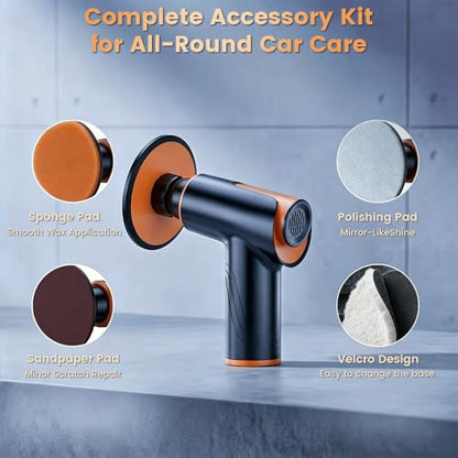 Cordless Car Buffer Polisher Kit, Dual Action Random Orbital Polisher for Car Detailing, 2 Variable Speeds 1700-2500RPM, Polishing Detailing & Waxing Machine for Car Boat with 2 x 2000mAh Battery