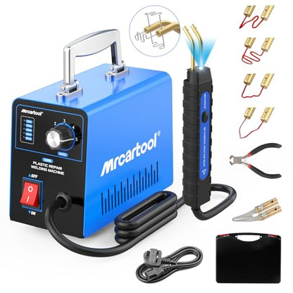 MRCARTOOL Plastic Welding Kit with 600pcs Hot Staples 15W-80W Adjustable | For Car Bumper Repair, 5 Power Levels, LED Light, 1.5m Cord, Heat Dissipation