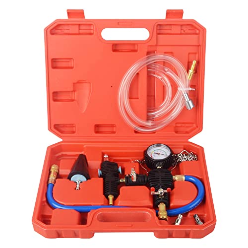 DAYUAN Radiator Cooling System Vacuum Purge Coolant Refill Tool Kit | Professional Radiator Adapter, Fast Coolant Refill, Eliminates Air Pockets, Fits Most Cars SUVs Vans & Trucks, Red Case - color: Red