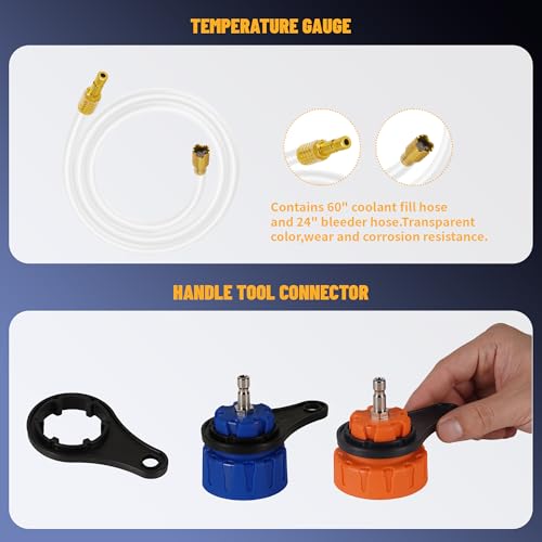Universal 28PC Radiator Pressure Tester Kit,Coolant Pressure Tester Vacuum Refill Kit for Automotive Cooling System Water Tank Leakage Detection Coolant Pressure Tester with Vacuum Pump Vacuum Purge