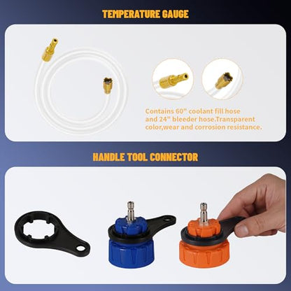 Universal 28PC Radiator Pressure Tester Kit,Coolant Pressure Tester Vacuum Refill Kit for Automotive Cooling System Water Tank Leakage Detection Coolant Pressure Tester with Vacuum Pump Vacuum Purge