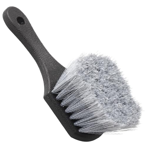 Premium Soft Bristle Wheel & Tire Brush for Cars – Short Handle Design for Effortless Scrubbing, Scratch-Free Cleaning, and Effective Removal of Dirt & Road Grime
