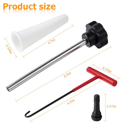 Car Tire Valve Quick Change Tool Kit, 7PCS Tyre Valve Stem Core Replacement Set Includes 4PCS TR413 Valve Stems, Replacing Leaky Valves Stem Installation Tool, Universal Fit