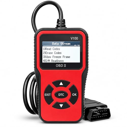 V100 OBD2 Diagnostic Diagnostic Tool Tool, Code Reader, Engine Light Diagnostic Tool, Battery Voltage Tester, for OBD2 Cars & Trucks Since 1996 - color: Red