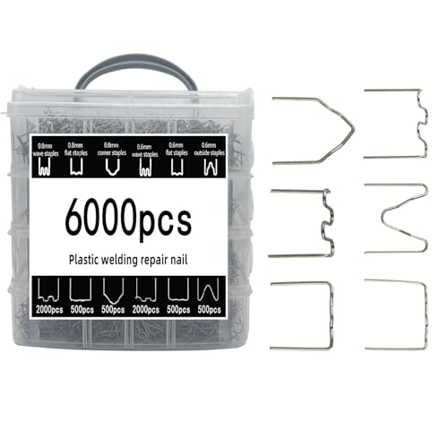 DLronwey Plastic Welding Staples 6000 pcs,6 Types Hot Staples for Decoration,Auto Repair,Architectural Modelling,Toy Manufacturing,Etc - style: 6 style 6000