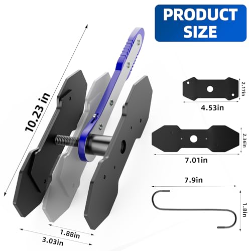 Brake Caliper Compression Tool, Caliper Piston Compressor Tool with Additional 2 pcs Large Steel Plate and 2 Hooks, 360°Adjustable Brake Caliper Tool for Single Twin Quad Piston Calipers (Blue) - color: Blue