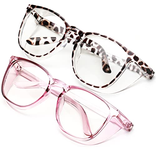 JOO'RTI Anti-Fog Safety Goggles Anti-Blue Light Saftey Glasses Anti-Dust Protective Eyewear for Women and Men - color: 2packs(lilac & Demi)