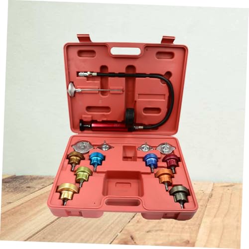OUNONA 14Pcs Water Pressure Tester Kit for Car Radiator Leak Detection Auto Cooling System Leak Detector Tool with Quick Release Couplings and Easy to Read Gauge