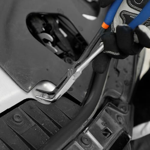 11'' Extra Long Needle Nose Pliers for Narrow and Limited Spaces | 90-Degree Angled Nose, Long Reach Design, CRV Steel, Comfortable Grip, for Mechanics, Electricians, DIYers and Homeowners - style: 11'' 90 Degree Angle