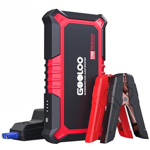 GOOLOO New GP2000 Jump Starter, 12V 2000A Car Jumper Starter(Up to 8.0L Gas, 6.0L Diesel Engines), SuperSafe Portable Battery Charger, Auto Lithium Box Booster Pack with USB Quick Charge, red - color: Red