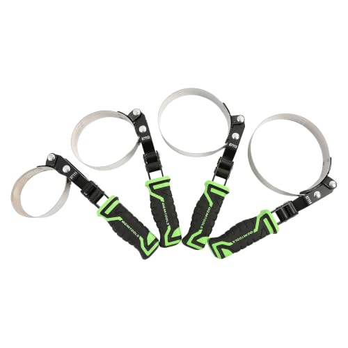 OEMTOOLS 87117 4 Piece Professional Swivel Oil Filter Wrench Set, Strap Wrench Set For Mechanics | 4-in-1 Oil Filter Removal Tool for Filters in Tight Spaces, Dimpled Steel Band, Padded TPR Handle - size: 4-Piece