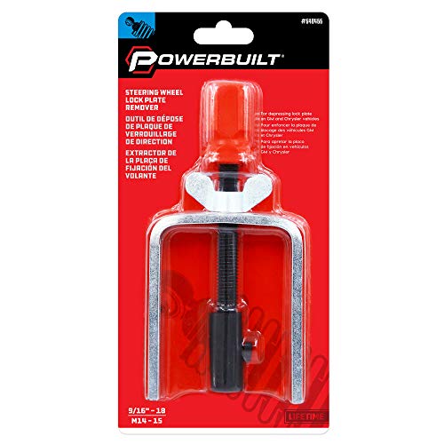 Powerbuilt Steering Wheel Lock Plate Remover, Reversible Adapter Includes 9/16 inch-18 and M14-1.5 Threads, Removal & Installation of Lock Plate Snap Rings - 648466