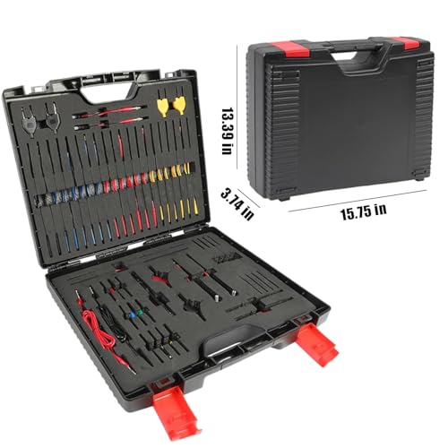 110pcs Automotive Circuit Test Leads Kit Multimeter Test Leads Kit Relay Tester Electric Tester Diagnostic Tool Automotive Back Probe Kit Wire Meter Leads with Alligator Clips and Black Carrying Case