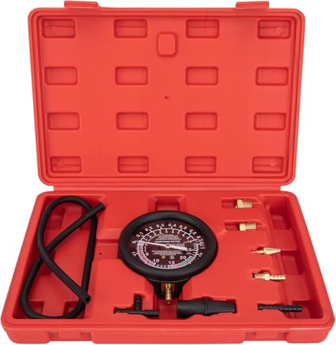 Vacuum Gauge Automotive Tester Kit, Carburetor Fuel Pressure Tester Diagnostics Tool Kit